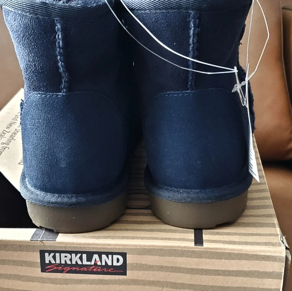 New Women's Sizes Shearling Scalloped Edge Boots Navy - Picture 11 of 15